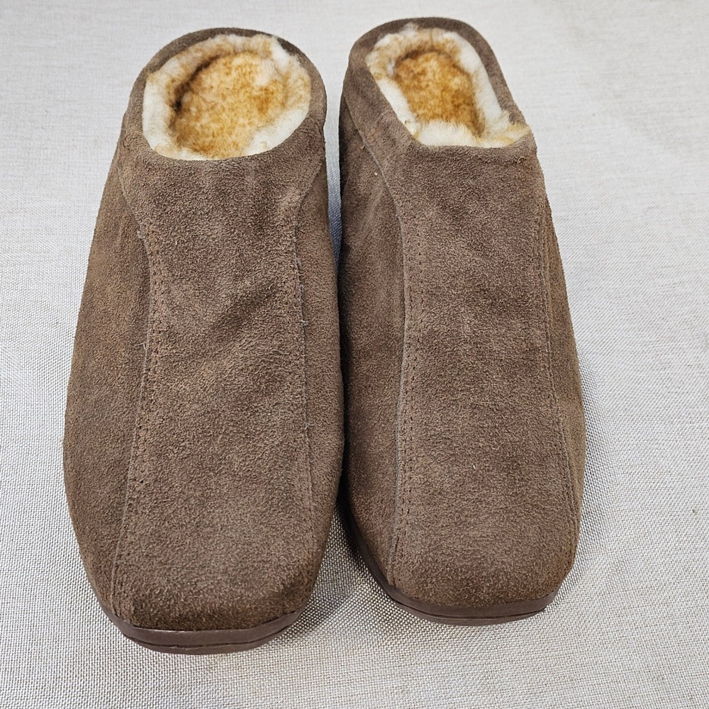 Old Friend Alpine Mens 16 Dark Brown Stony Suede Fleece Lined‎ Slippers 481116
